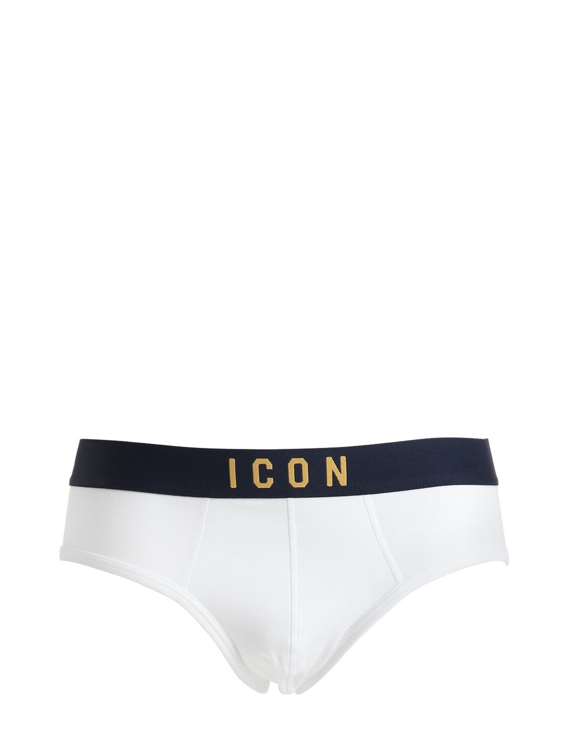 Dsquared2 Underwear Icon Cotton Jersey Briefs In White/navy