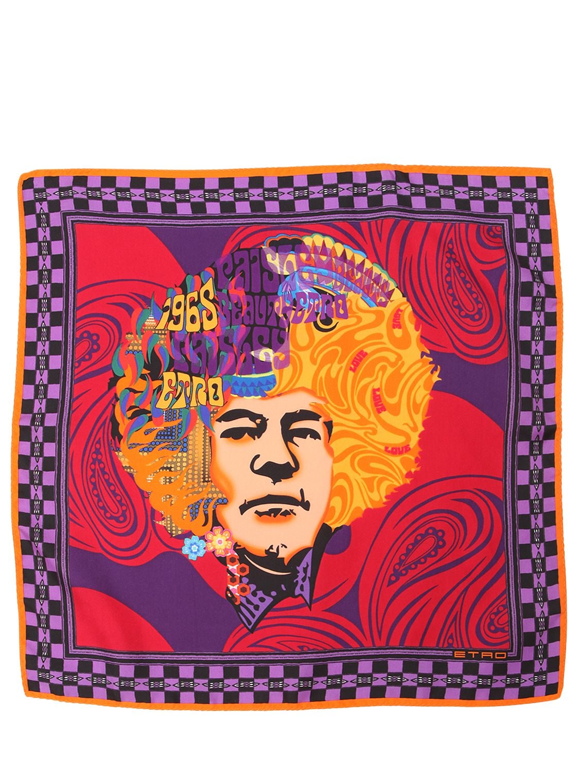 Etro Jimi Hendrix Silk Pocket Square In Multicolor