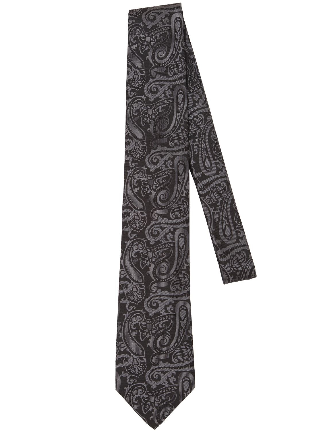 Etro 8cm Paisley Silk Jacquard Tie In Black