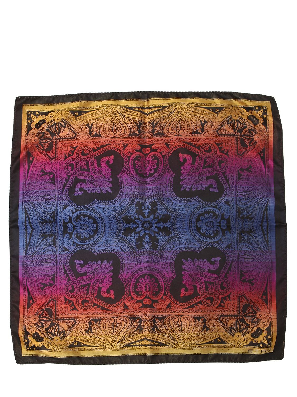 Etro Paisley Printed Silk Satin Pocket Square In Multicolor