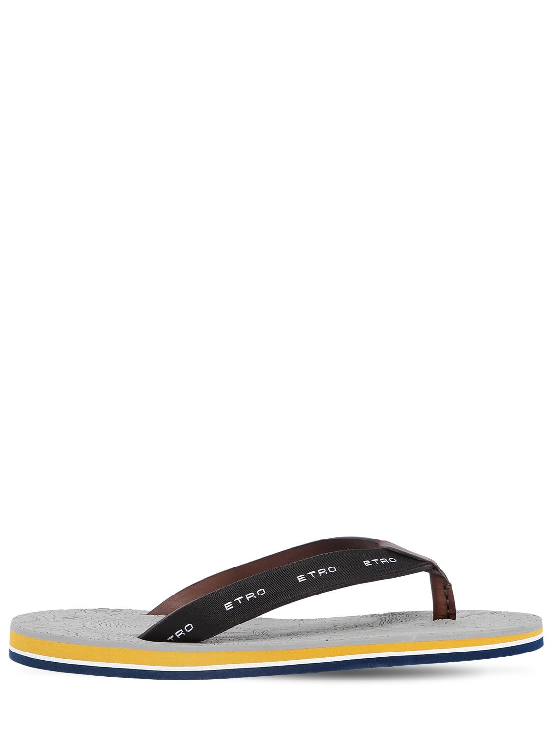 Etro Leather Flip Flops W/ Paisley Insole In Multicolor