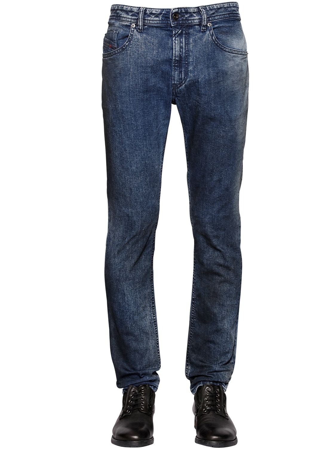 Diesel 17cm Thommer Slim Marble Denim Jeans In Blue