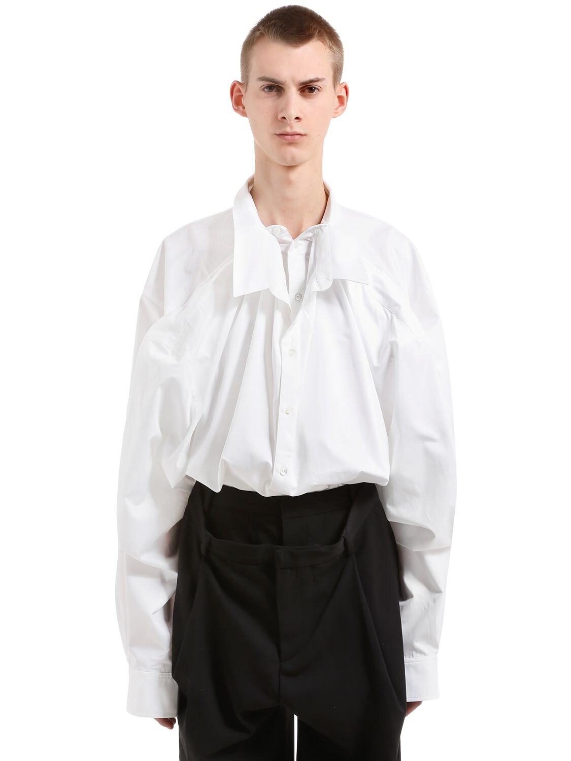 Y/project Oversized Layered Cotton Shirt In White | ModeSens