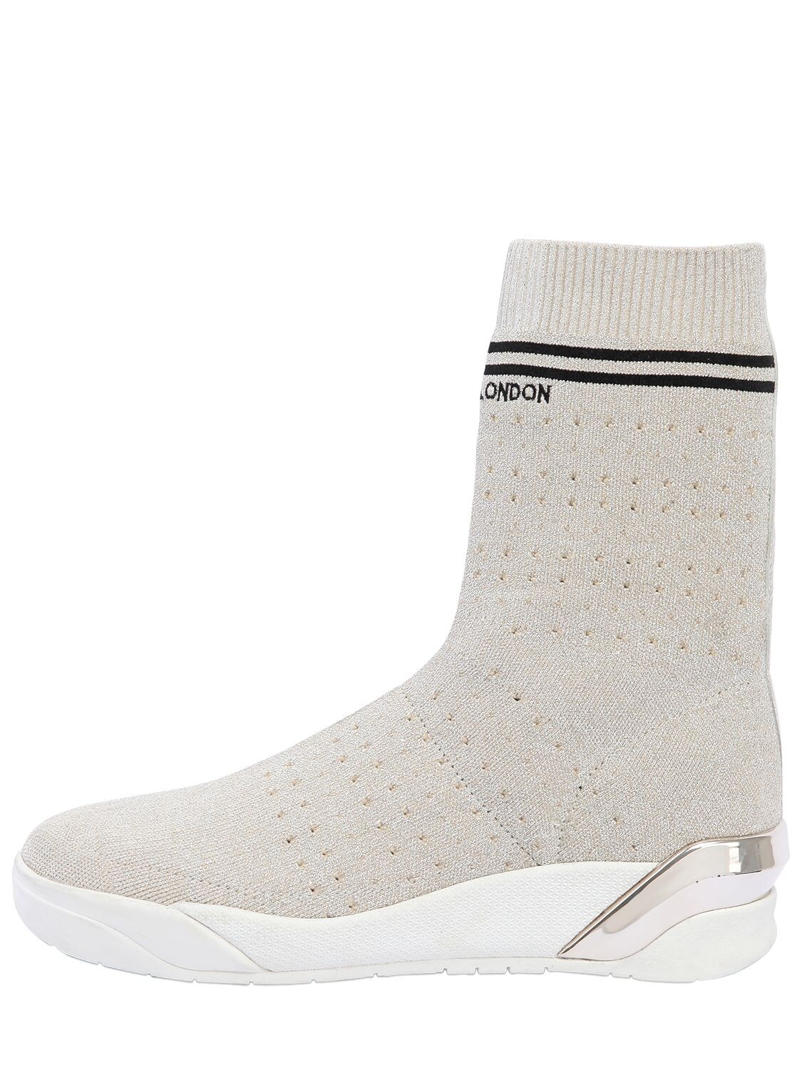 Crime 30mm Stretch Knit Sock Trainers In Platinum