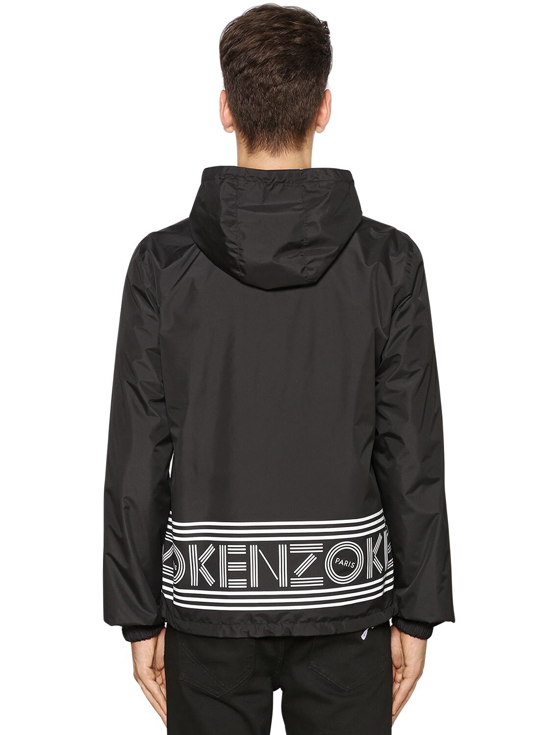 Kenzo Reversible Hooded Light Nylon Jacket In Black | ModeSens