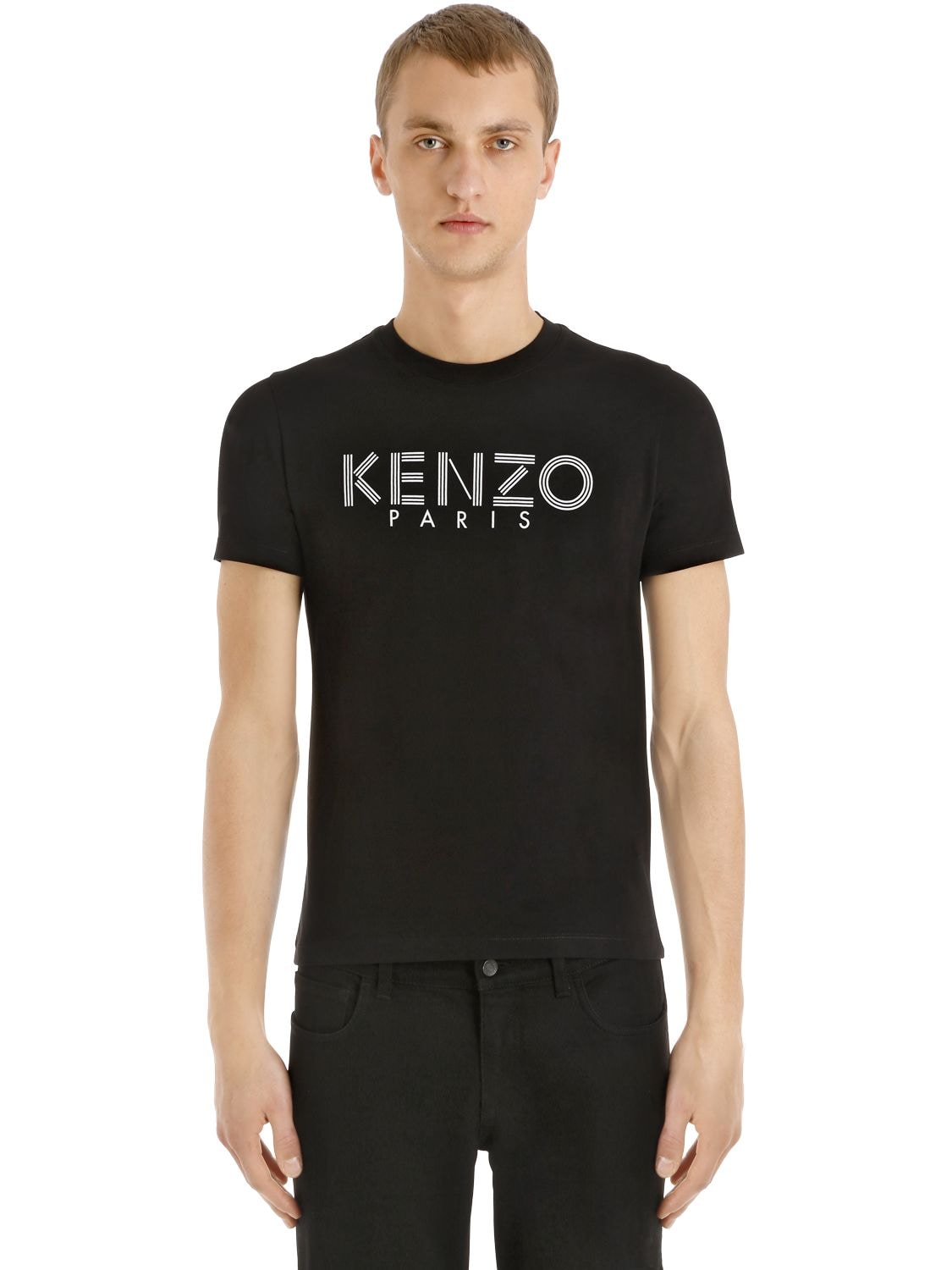 Kenzo Logo Printed Cotton Jersey T-shirt In Black