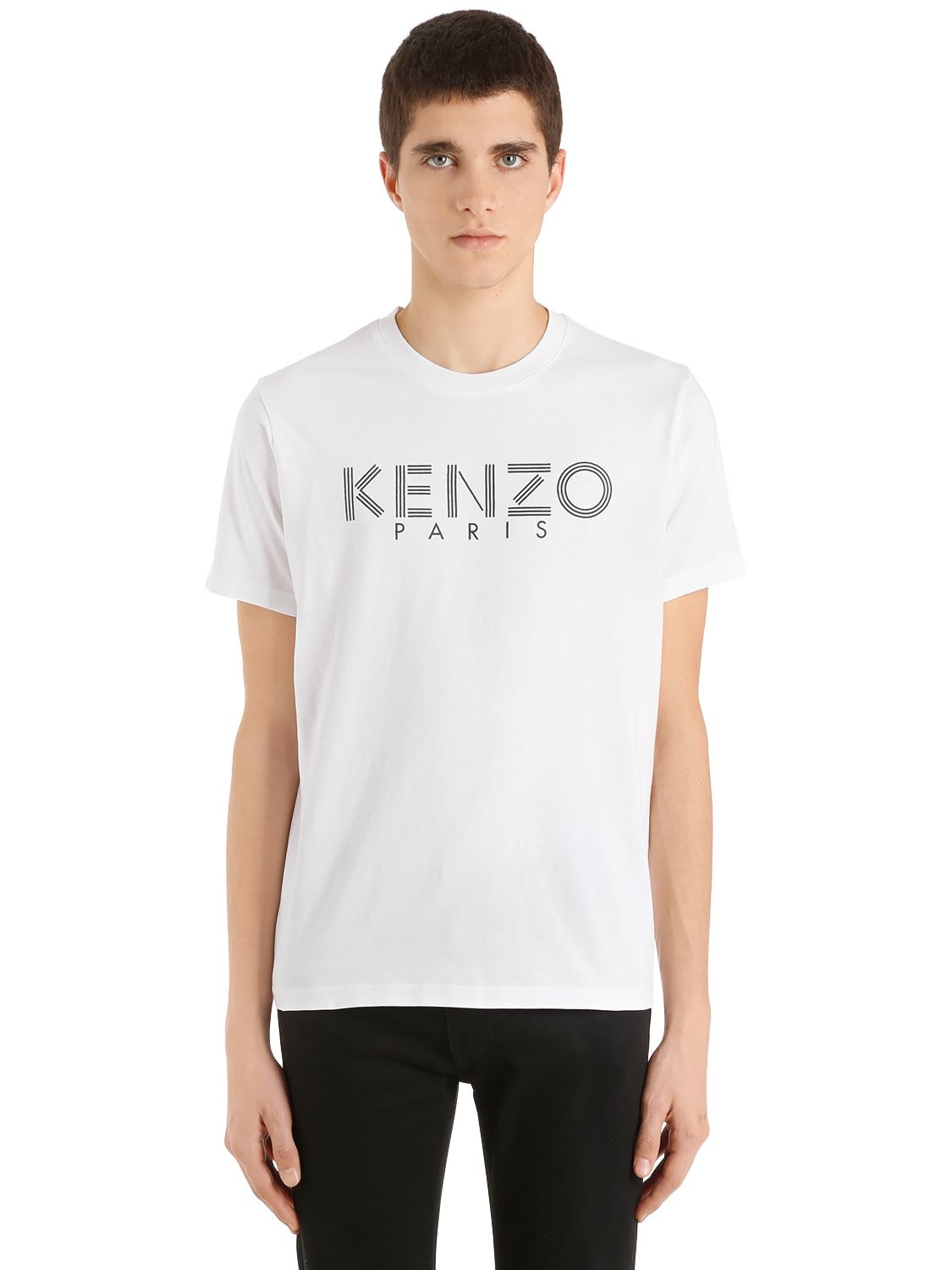 Kenzo Logo Printed Cotton Jersey T-shirt In White