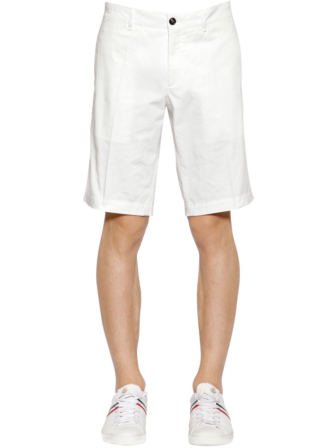 Moncler Gabardine Cotton Shorts In White