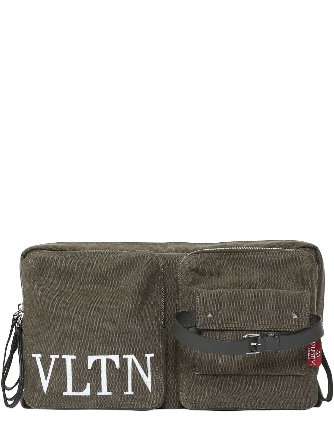 Valentino Garavani Canvas Crossbody Bag In Olive Green
