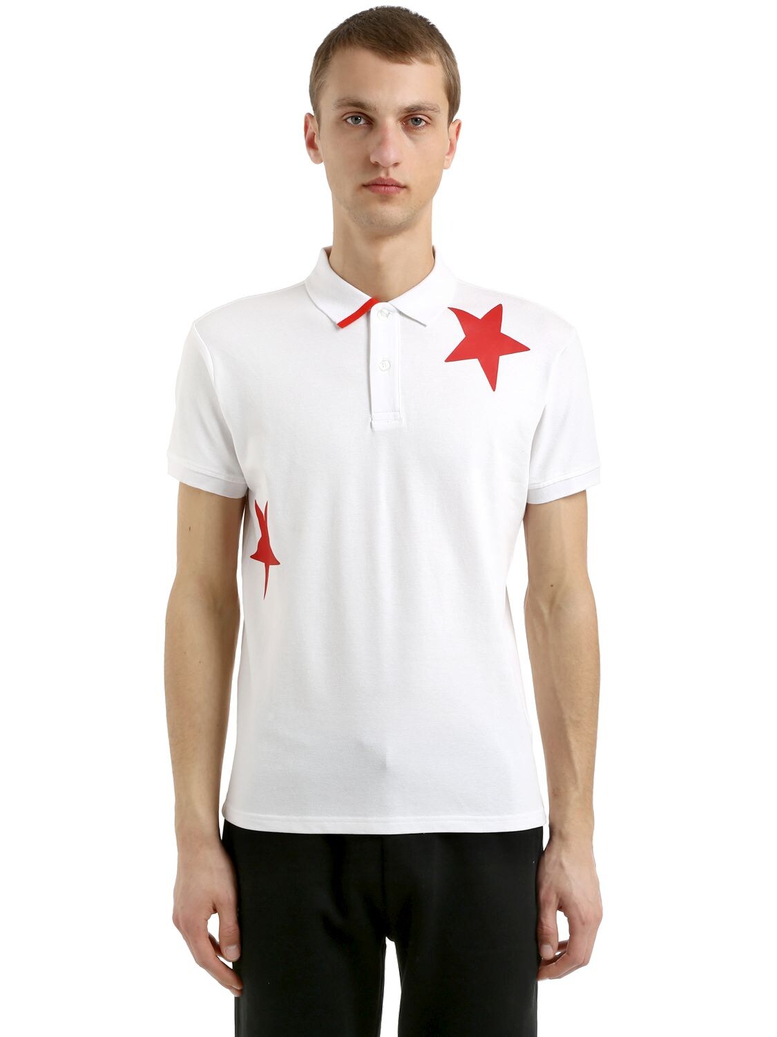 Invicta Stars Cotton Piqué Polo In White,red