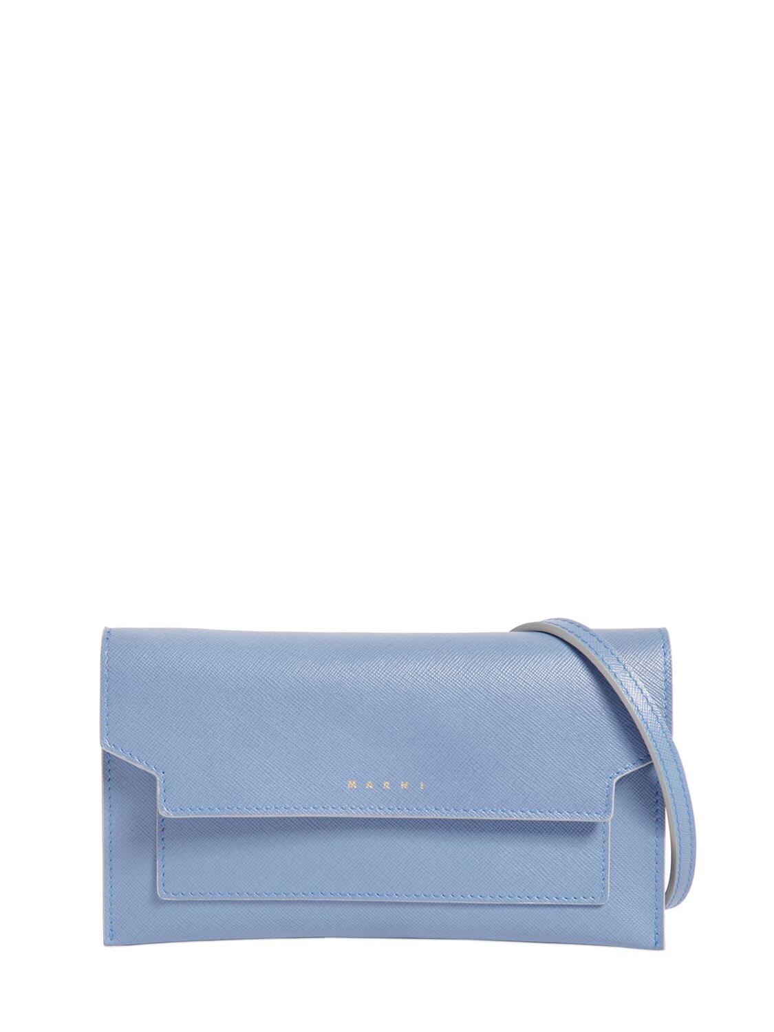 Marni Trunk Wallet Leather Crossbody Bag In Sky Blue
