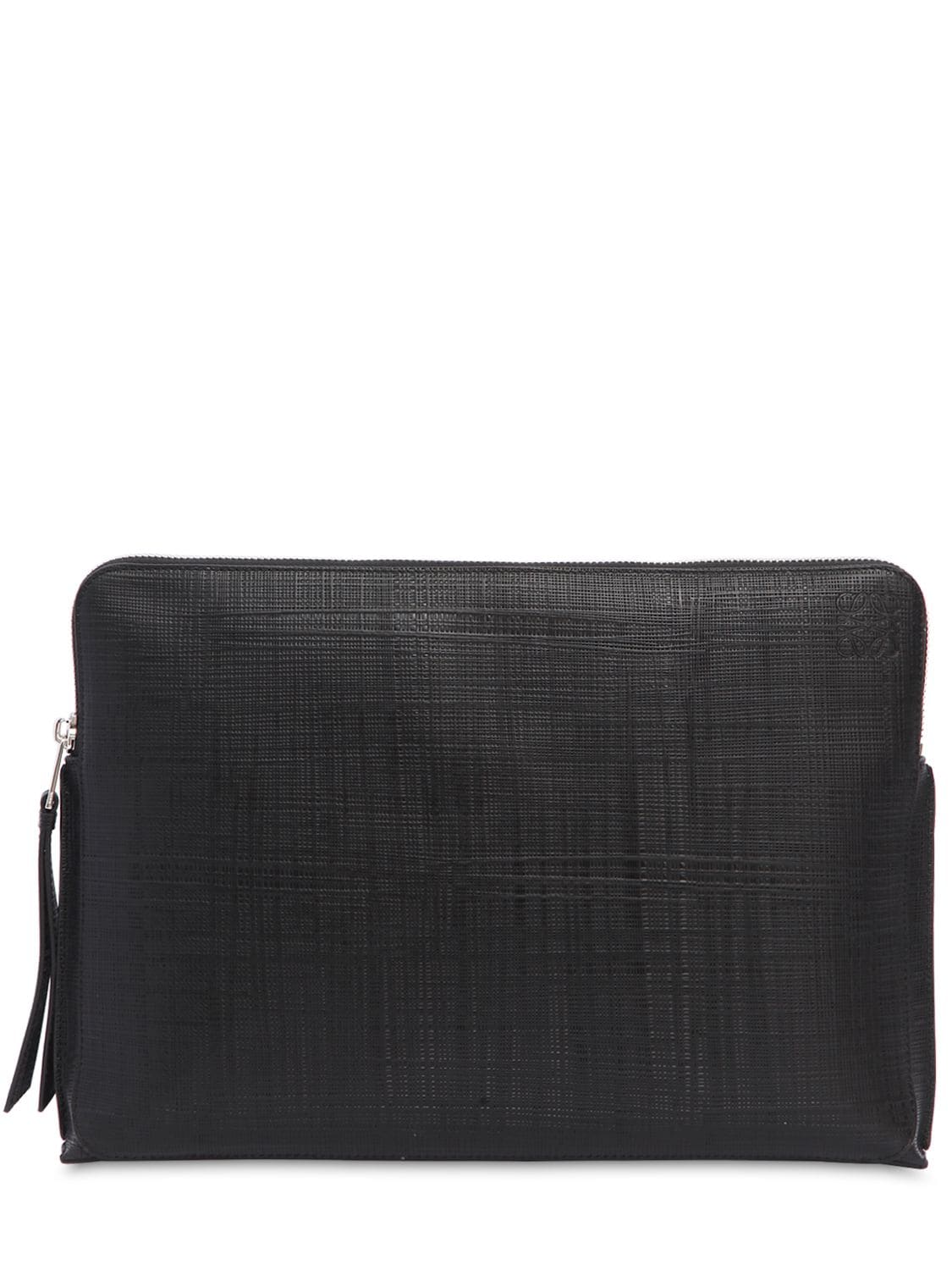 Loewe Goya Saffiano Leather Pouch In Black