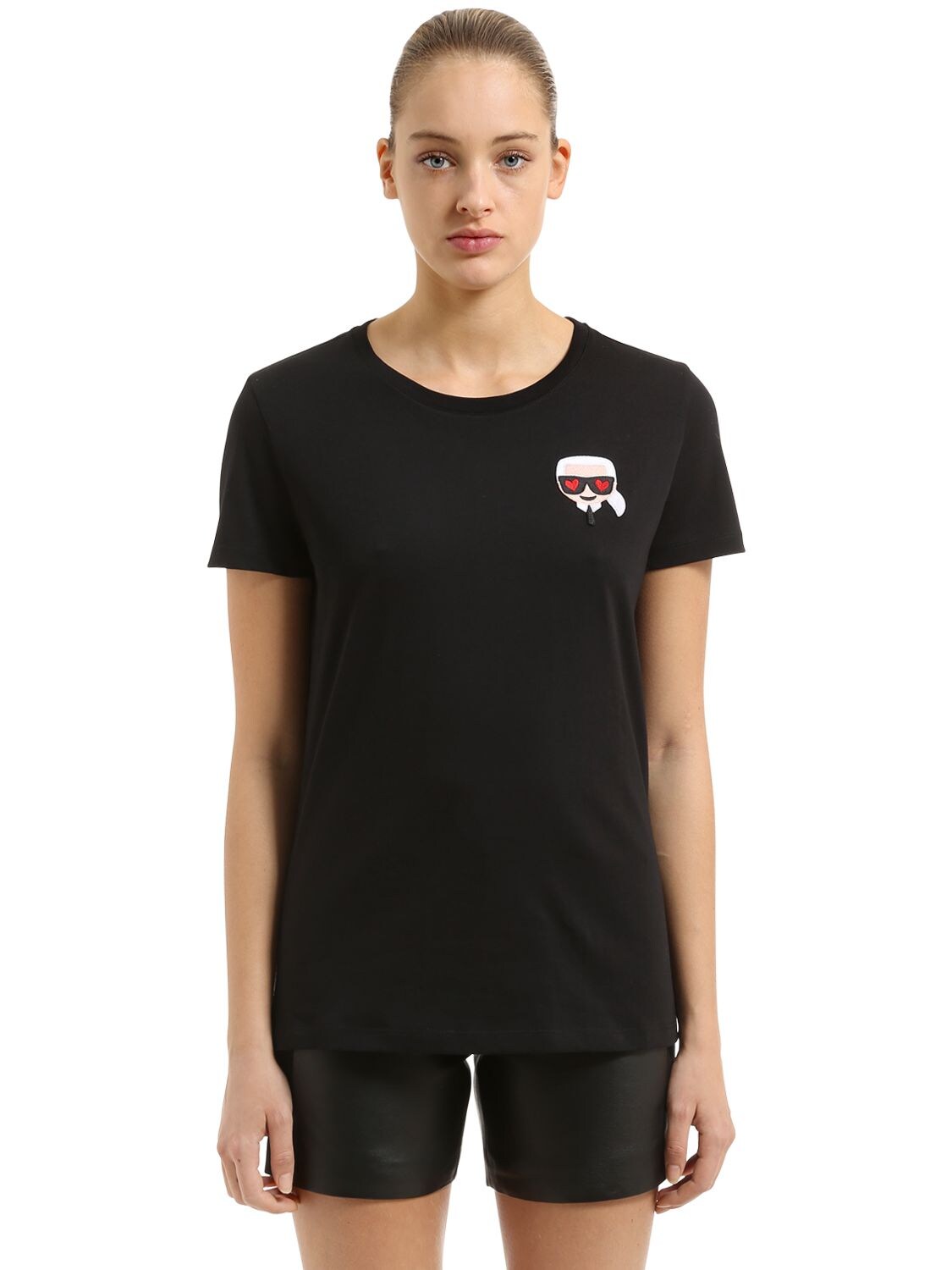 Karl Lagerfeld Karl Emoji Patch Cotton Jersey T-shirt In Black | ModeSens