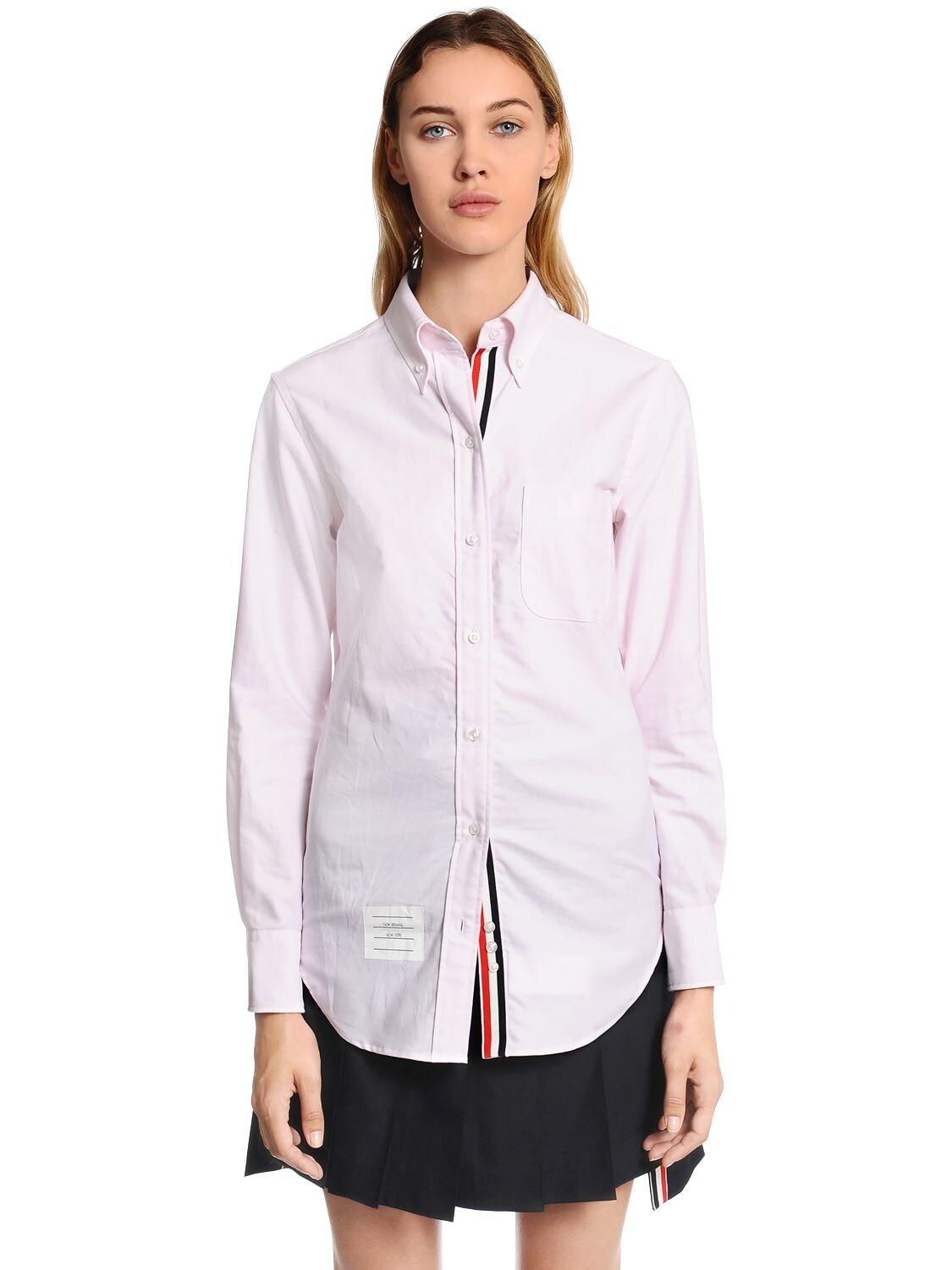 Thom Browne Solid Cotton Oxford Shirt In Pink