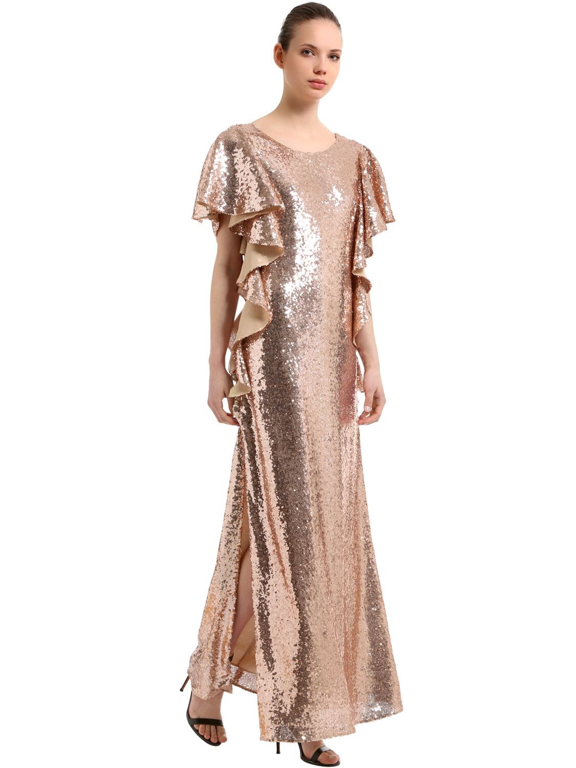 Ingie Sequins Long Dress In Gold