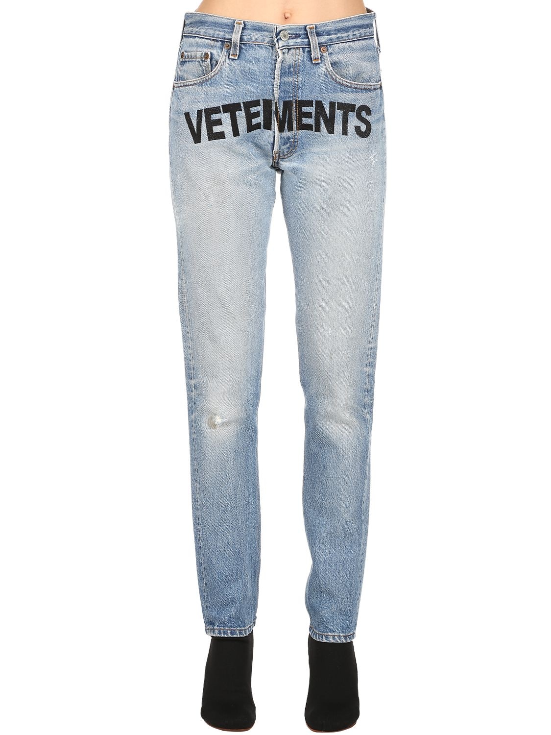 VETEMENTS LEVI'S修身版型LOGO印图牛仔裤,67I51Y007-QkxVRQ2