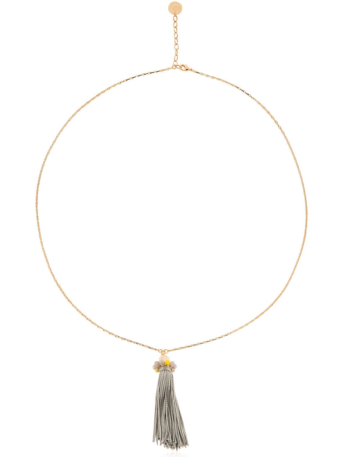 Anton Heunis Color Block Long Tassel Pendant Necklace In Grey,yellow