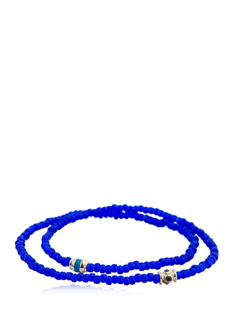 Luis Morais Sapphire Barrel Double Wrap Bracelet In Blue