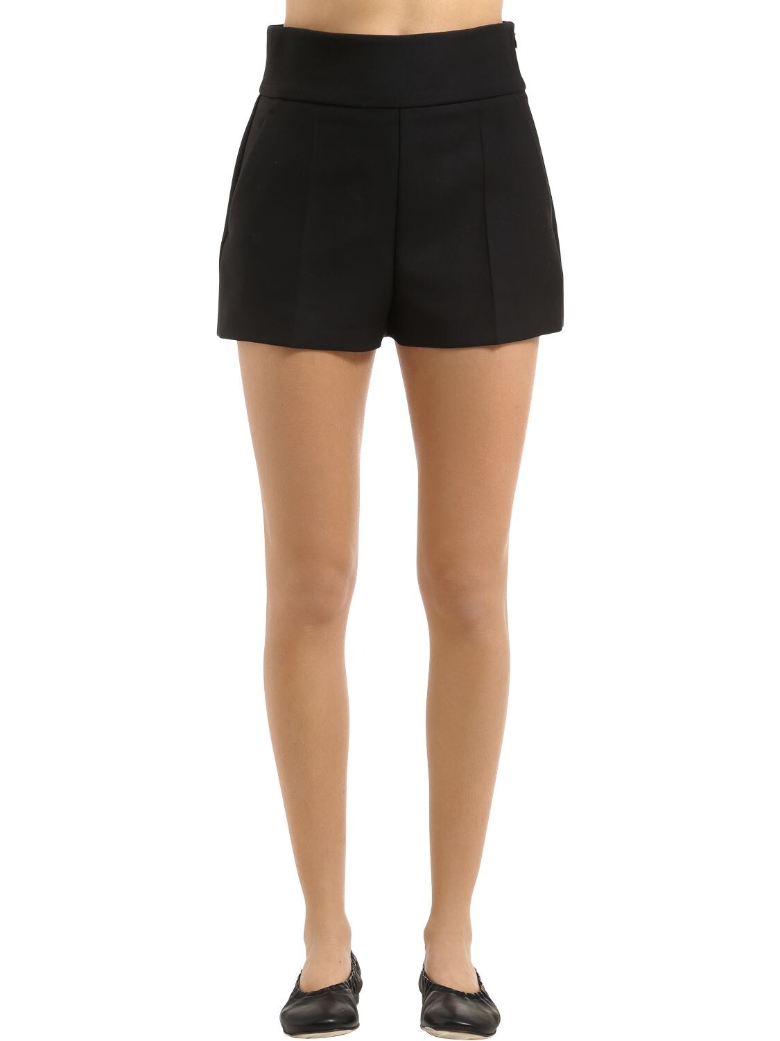 Jil Sander Stretch Couture Wool Shorts In Black