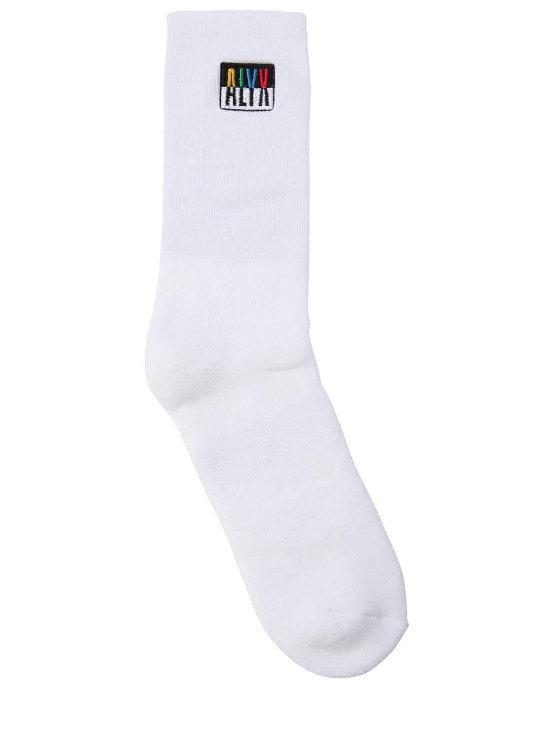 Alyx Logo Embroidered Rib Knit Socks In White