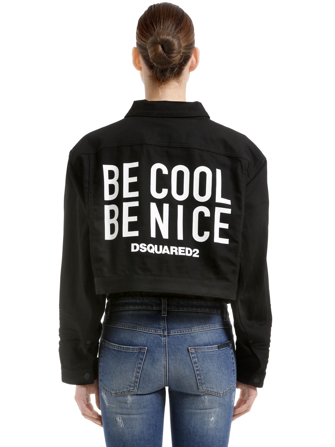 Dsquared2 Be Cool Be Nice Denim Jacket In Black