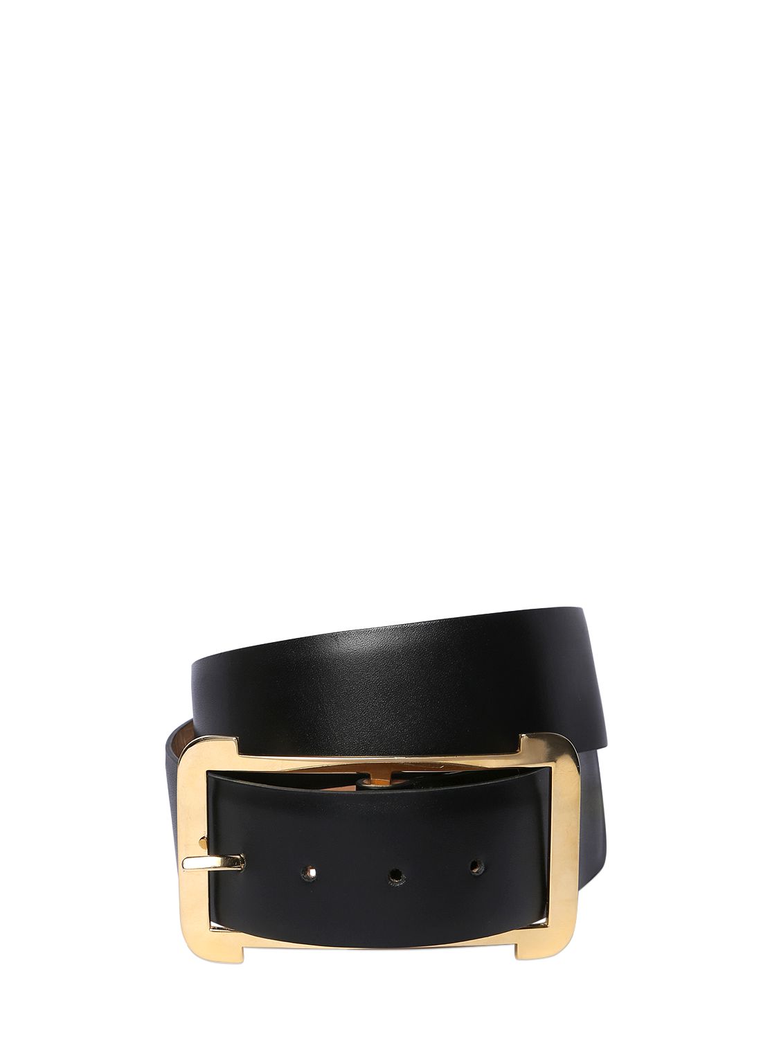 Elie Saab 40mm High Waist Leather Belt In Black ModeSens