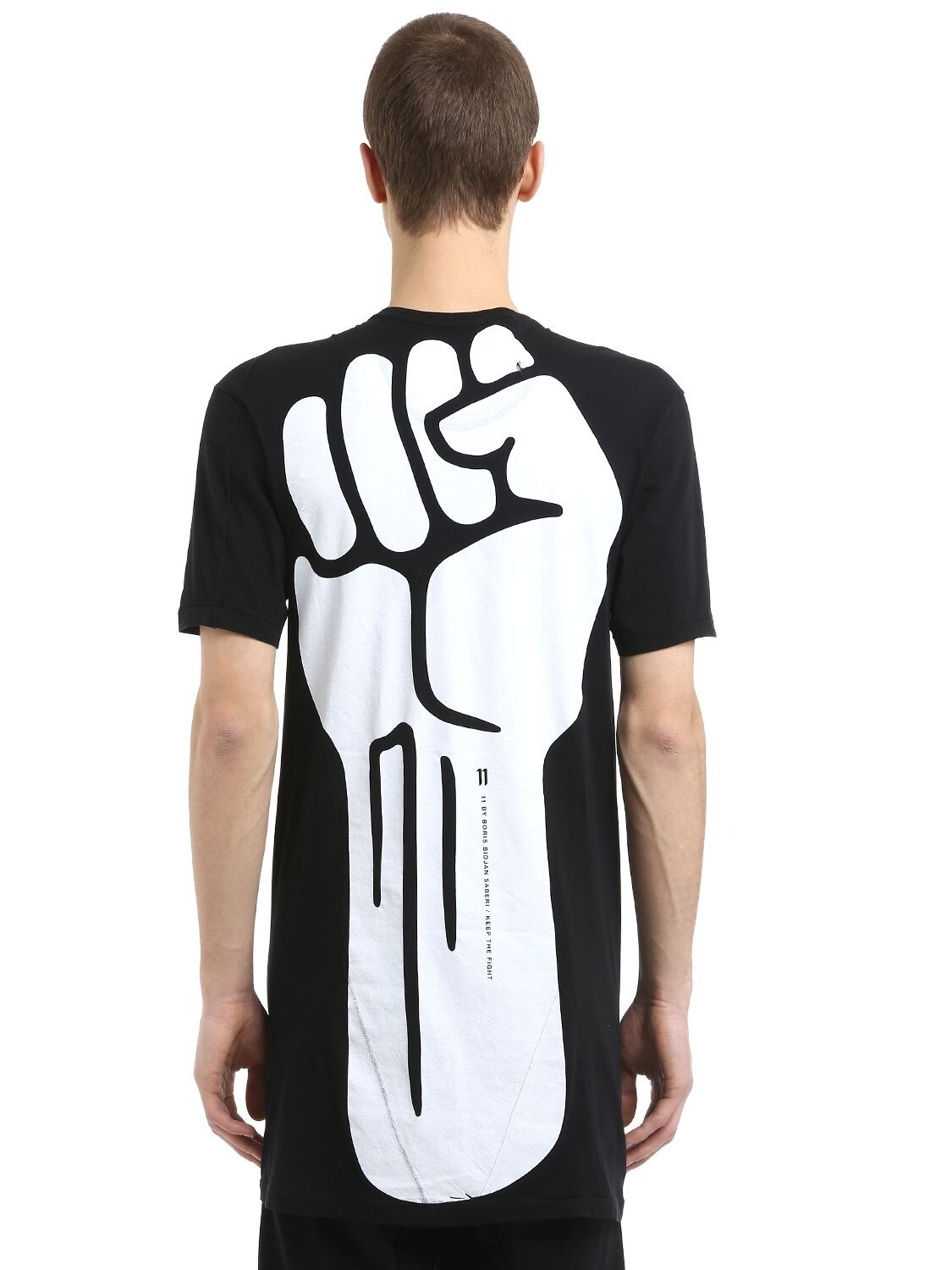 11 By Boris Bidjan Saberi Fist Printed Cotton Jersey T-shirt In Black