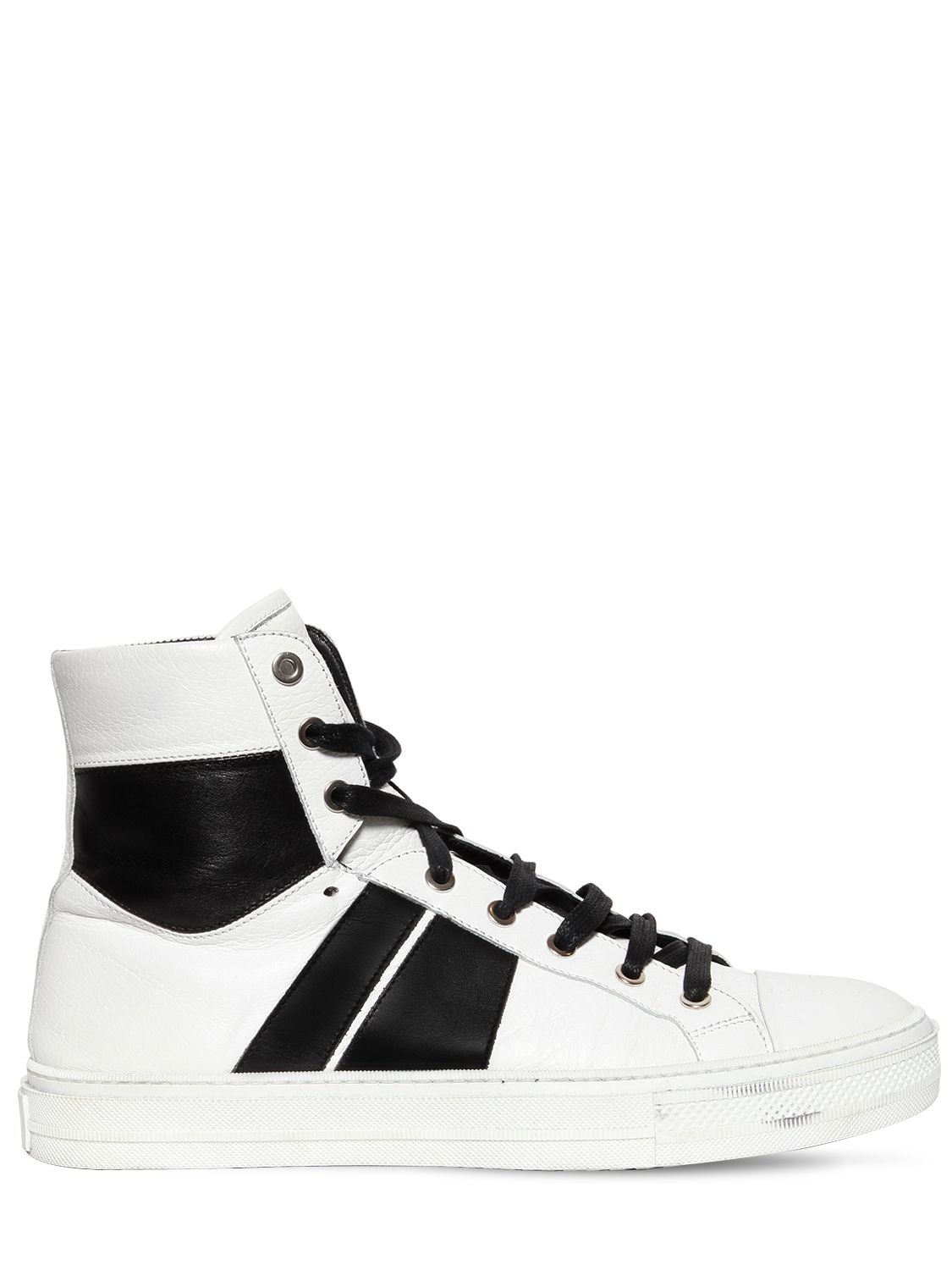 Amiri Sunset Leather High Top Sneakers In White/black | ModeSens