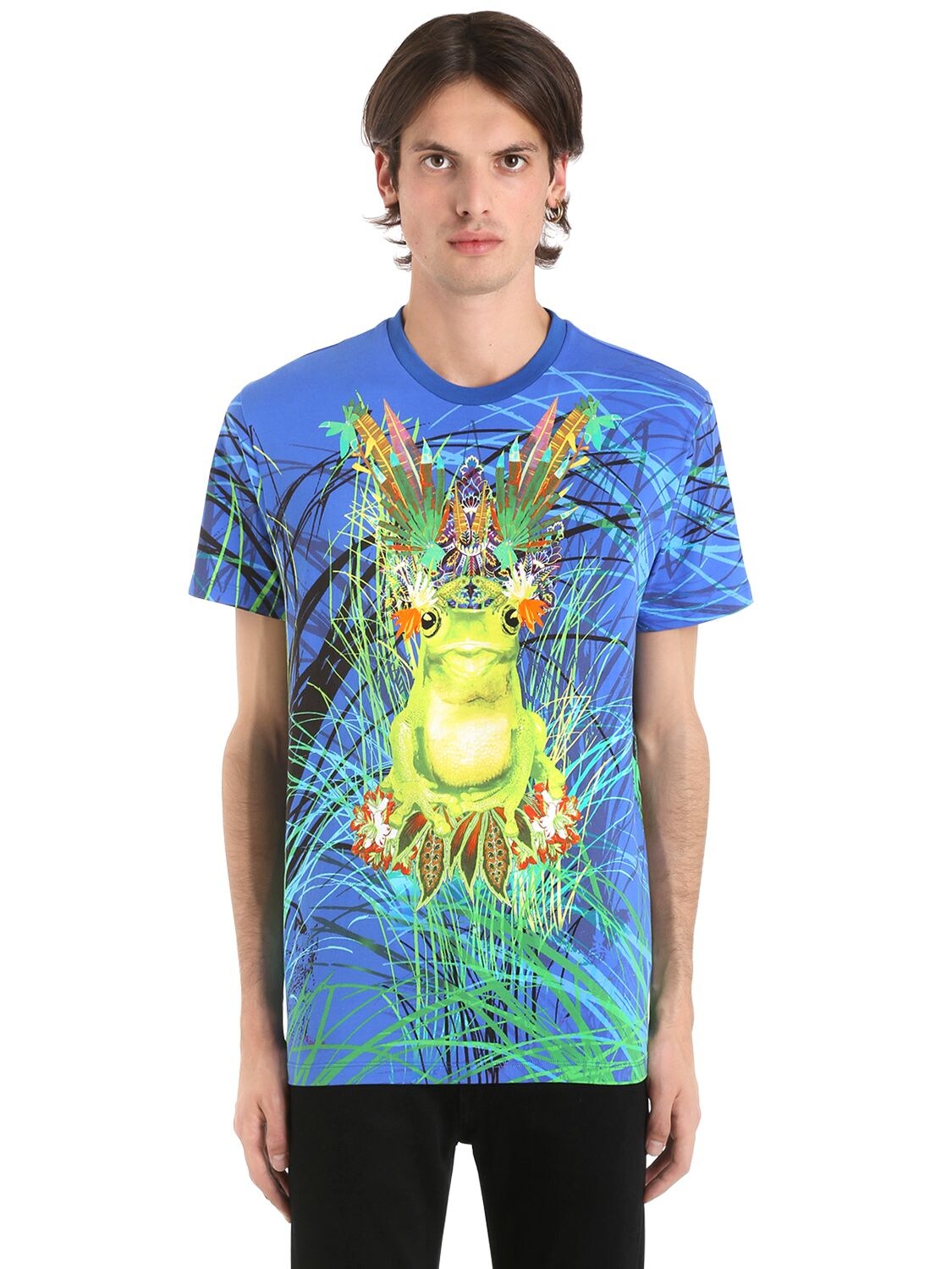ETRO 迷幻青蛙印图织棉T恤,67I7FE014-ODAWMA2