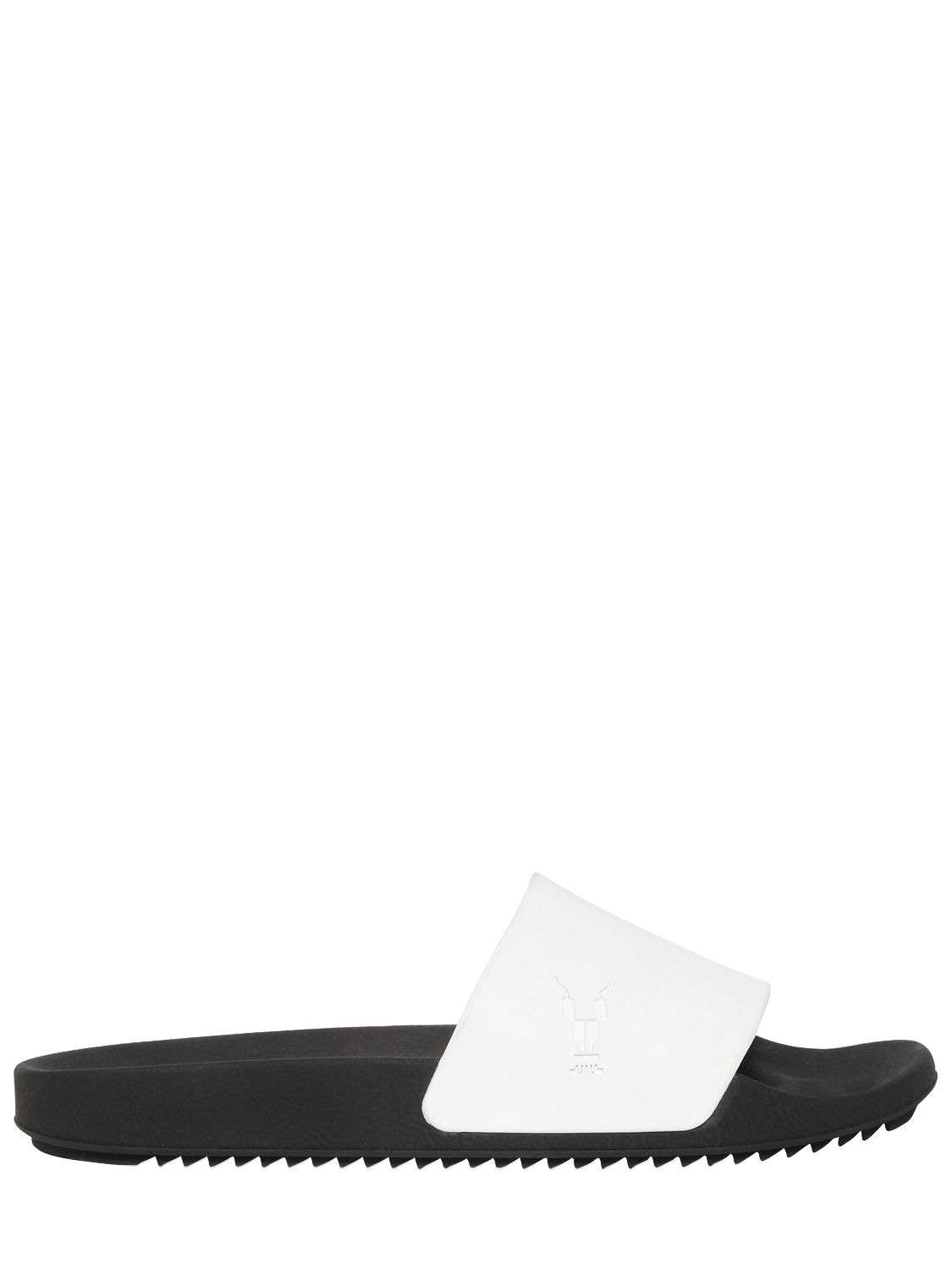 Rick Owens Drkshdw Logo Rubber Slide Sandals In Black/milk