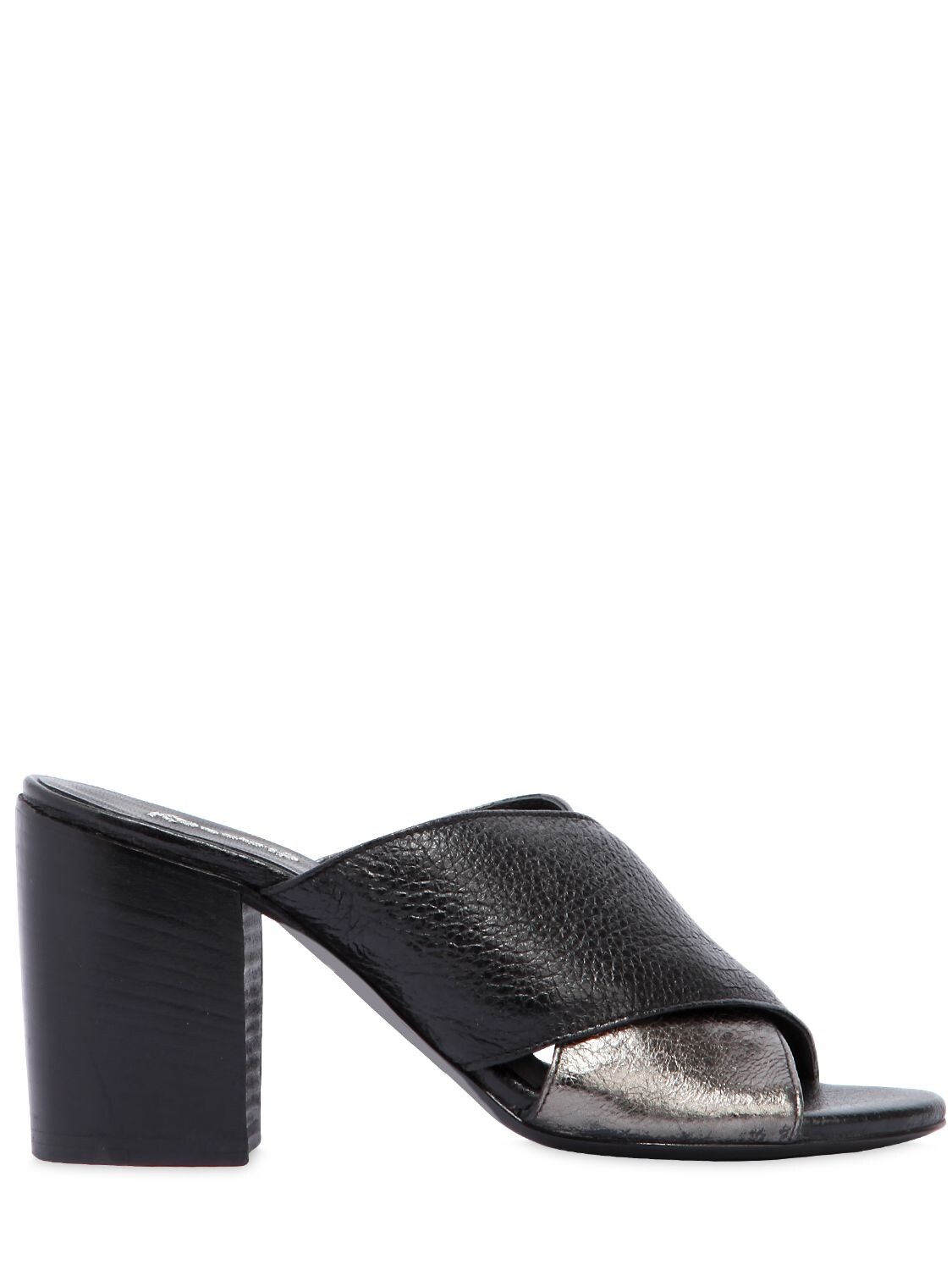 Rocco P 70mm Leather Mules In Black/silver