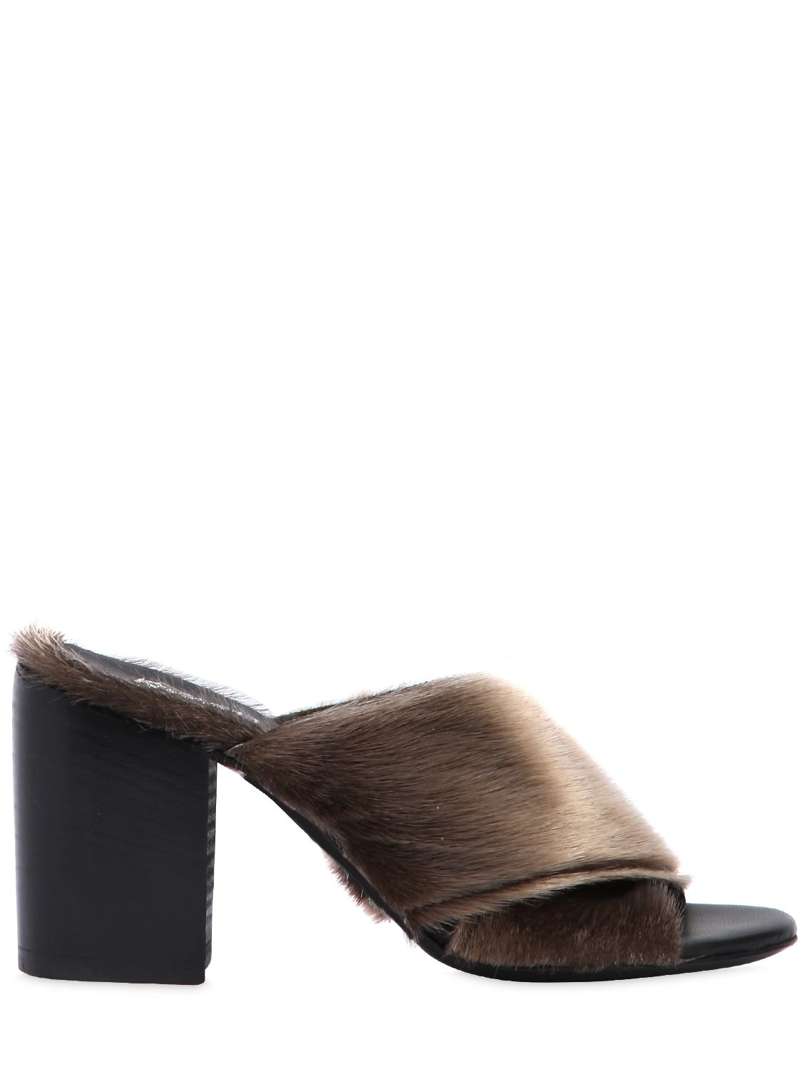 Rocco P 70mm Ponyskin Mules In Brown
