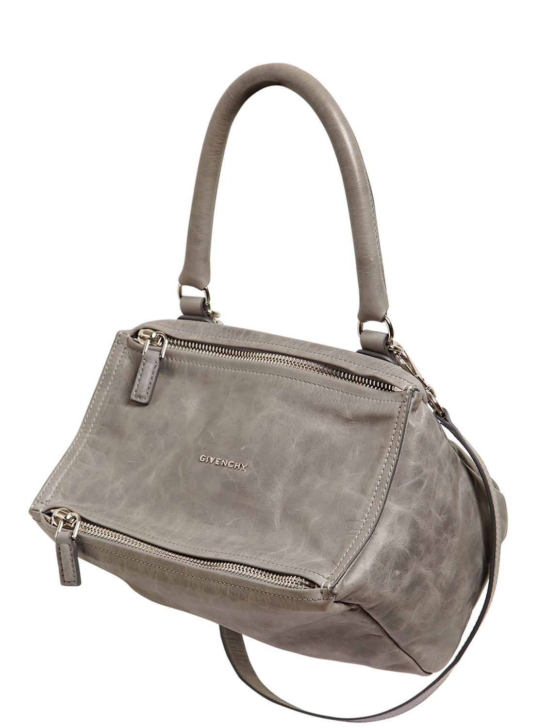 Givenchy Small Pandora Washed Leather Bag In Light Grey