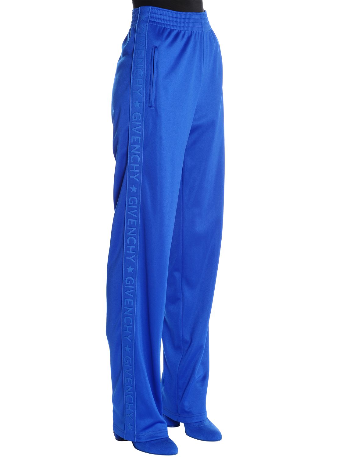Givenchy Logo Bands Neoprene Jersey Track Pants In Blue
