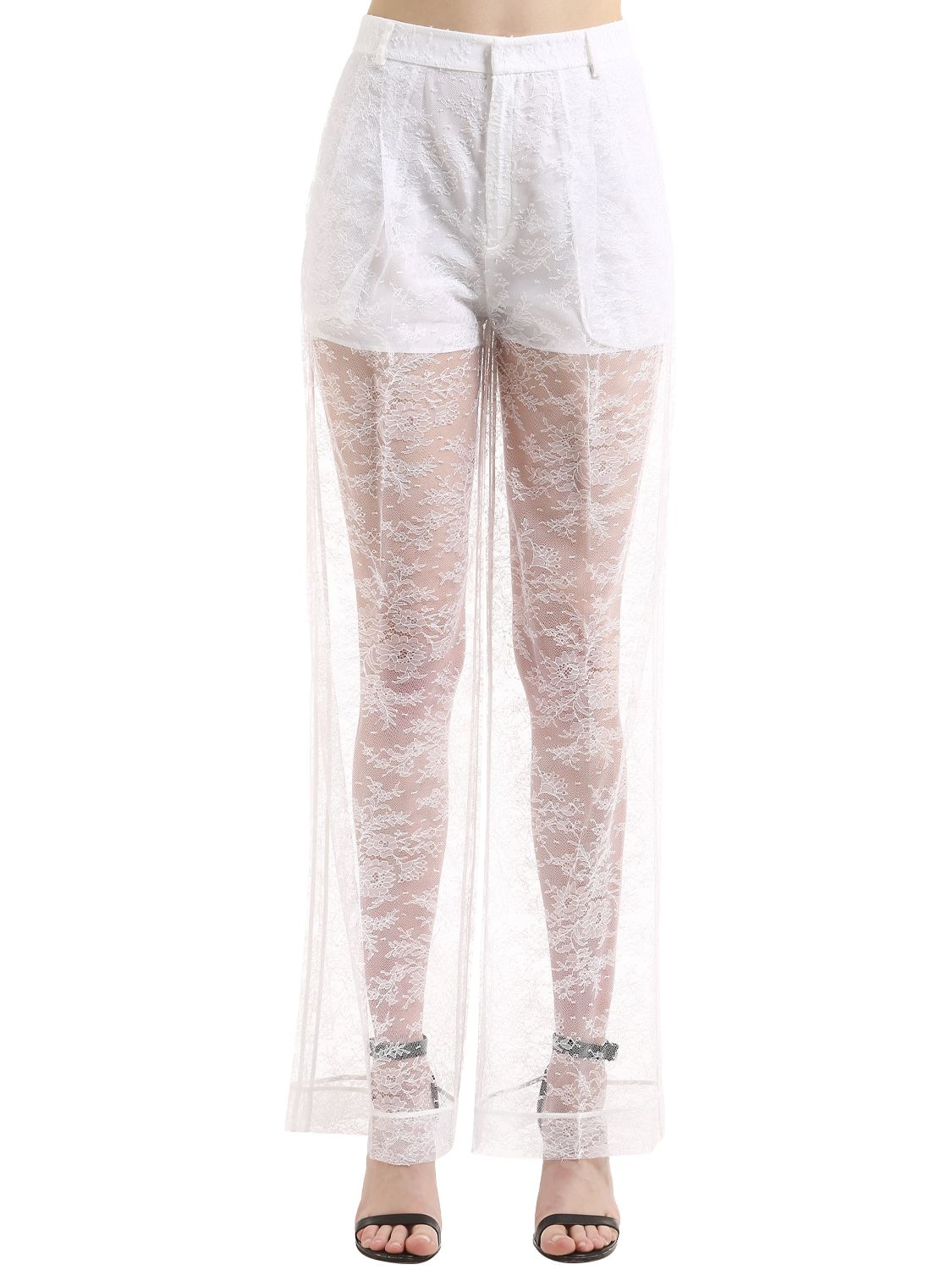 GIVENCHY SHEER LACE WIDE LEG PANTS,67IA7M039-MTAW0