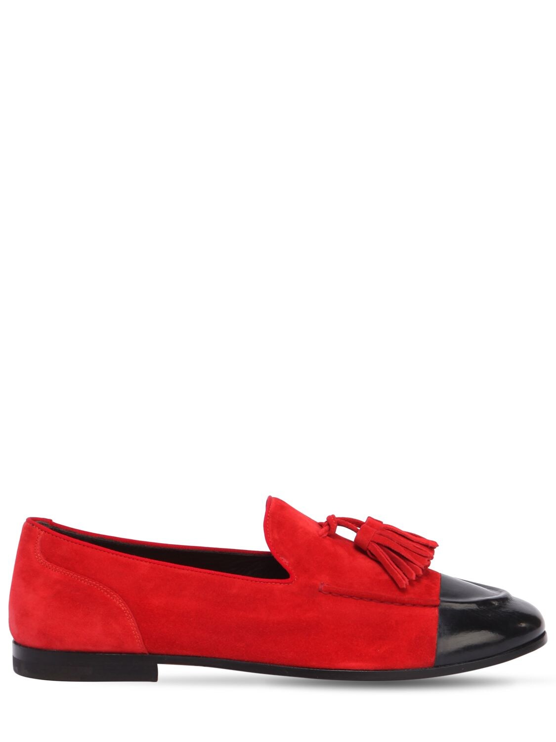 Alberto Fasciani Leather & Suede Loafers W/ Tassels In Red