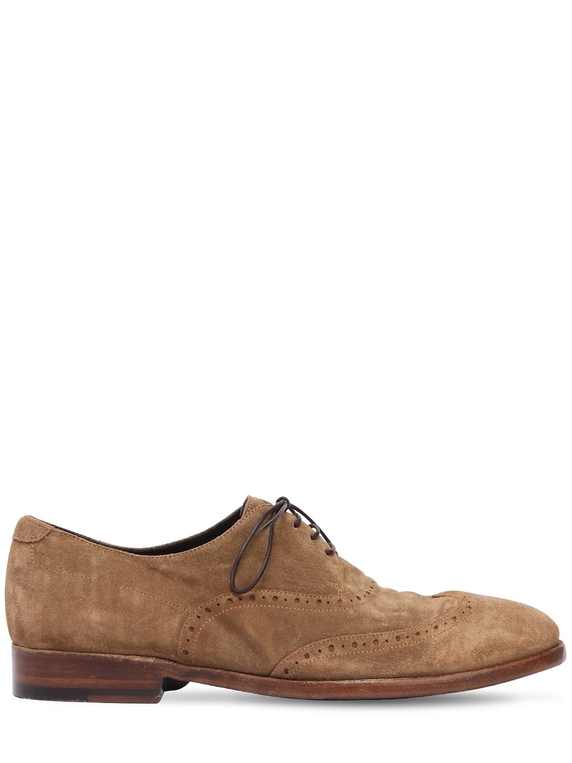 Alberto Fasciani Washed Suede Oxford Lace-up Shoes In Brown