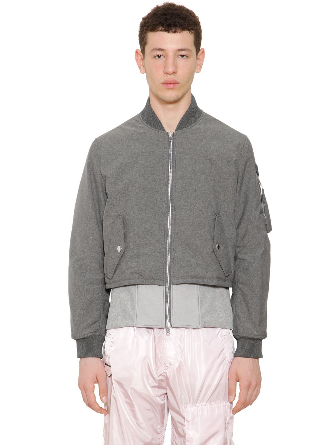 Givenchy Chambray Effect Nylon Bomber Jacket In Grey