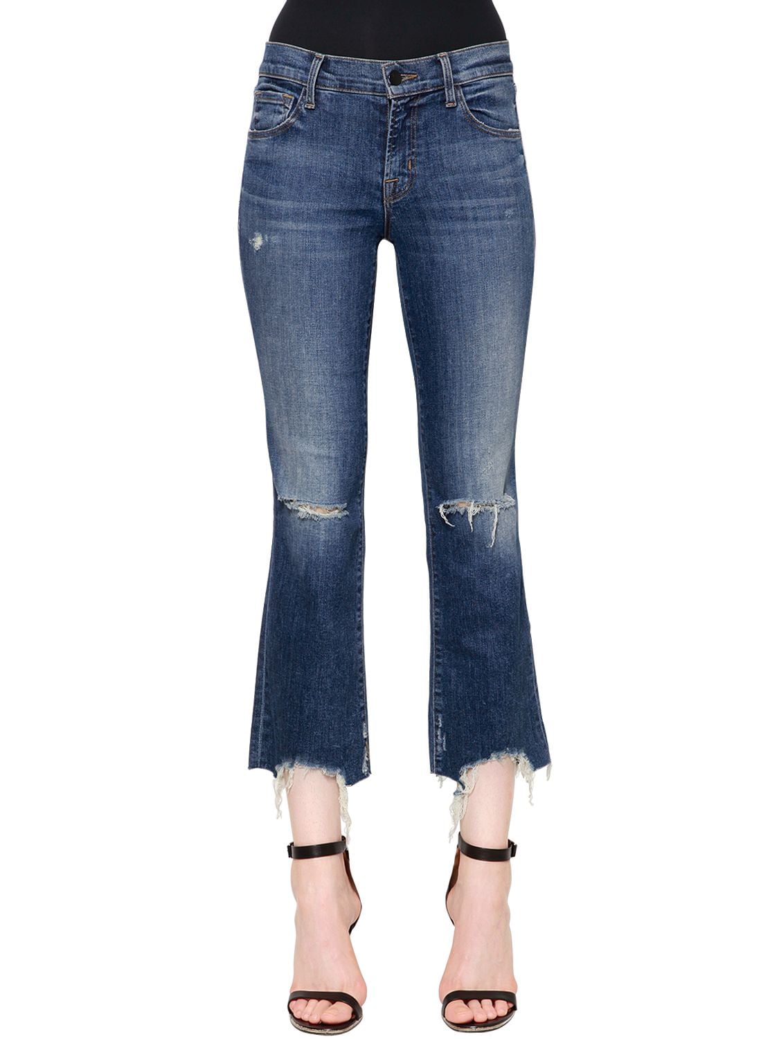 J Brand Mid Rise Selena Crop Bootcut Denim Jeans In Blue