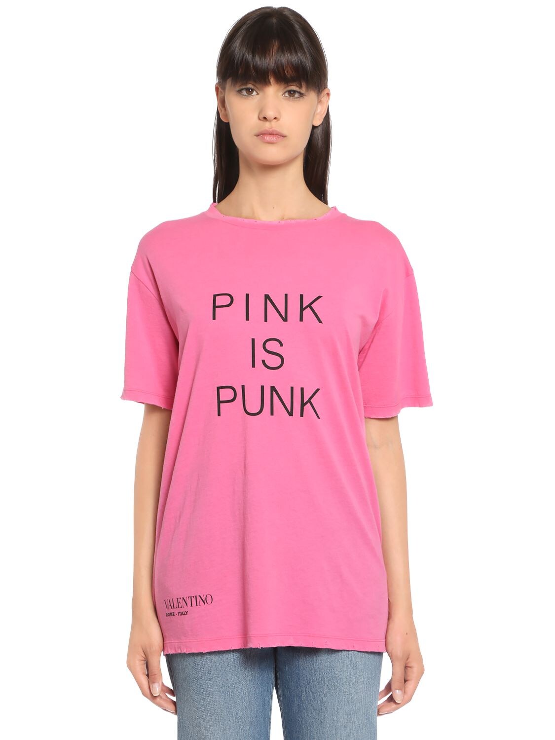 Valentino Pink Is Punk Printed Cotton-jersey T-shirt In Pink