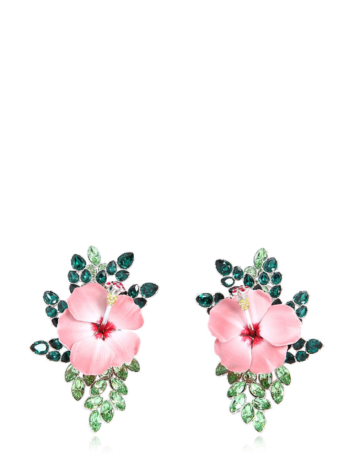 Dsquared2 Floral Crystals Clip-on Earrings In Pink