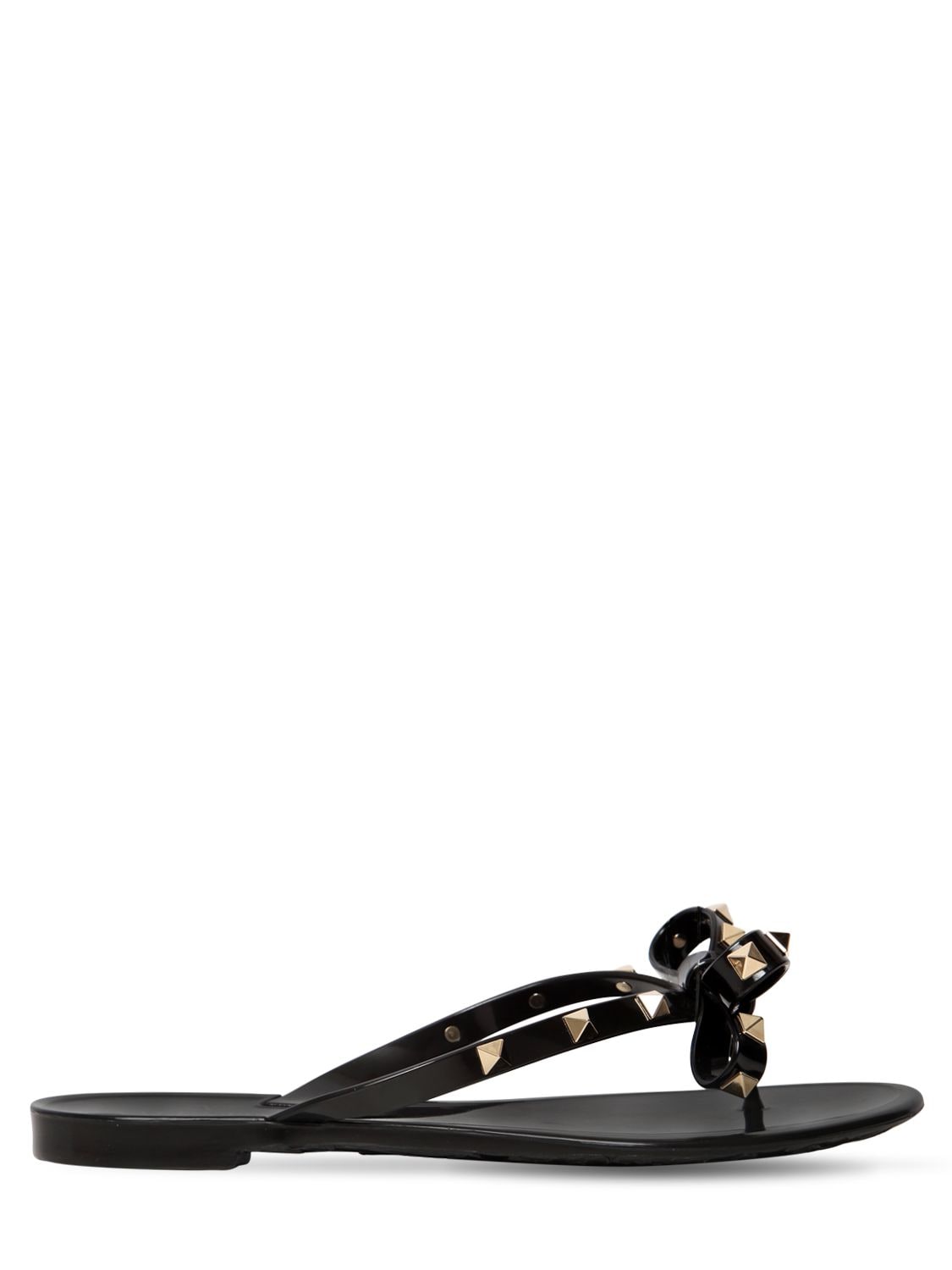 Valentino Garavani Rockstud Embellished Flip Flops In Black