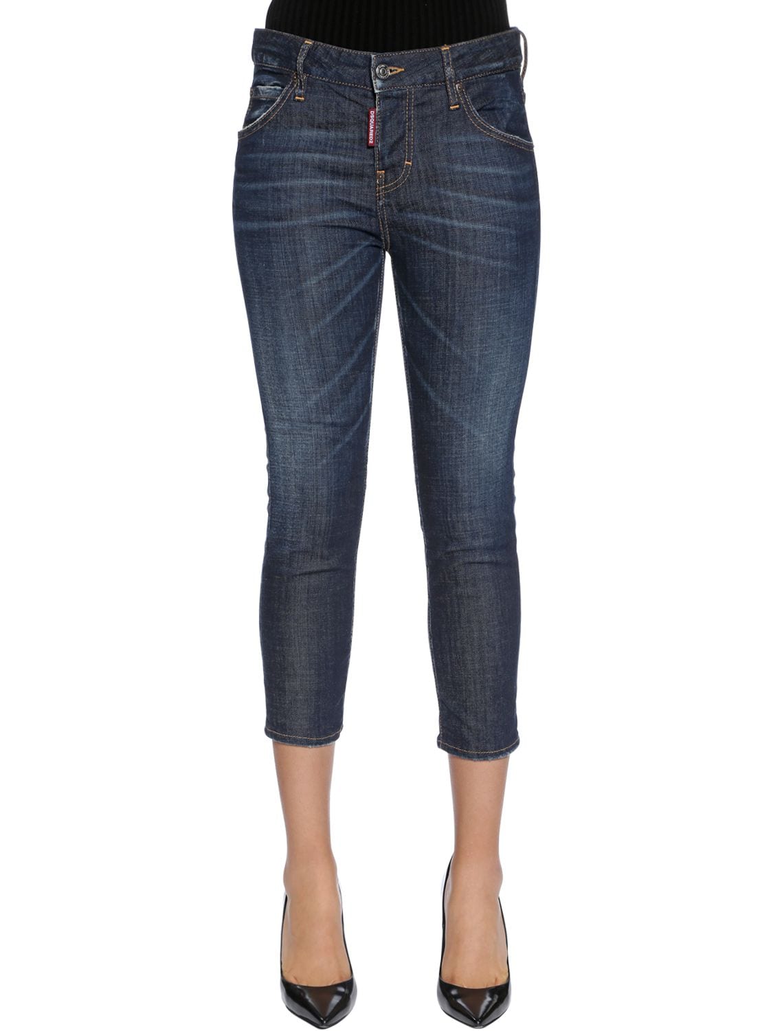 DSQUARED2 COOL GIRL CROPPED COTTON DENIM JEANS,67IAGF018-NDCW0