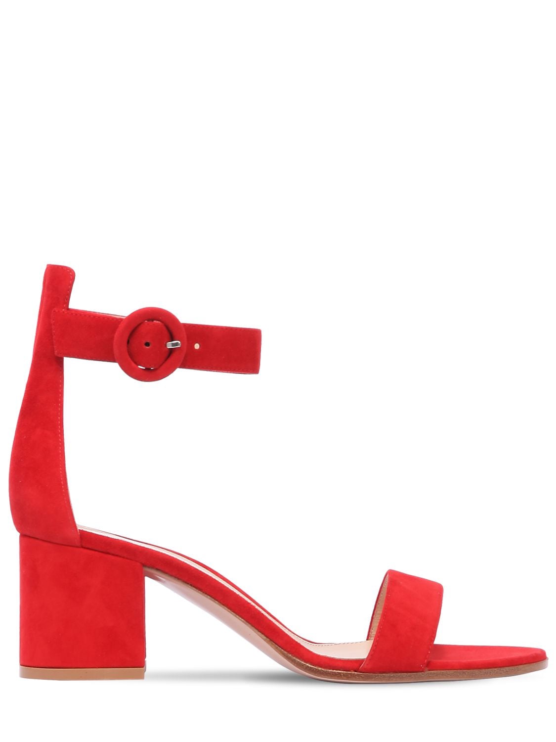 Gianvito Rossi 60mm Portofino Block Heel Suede Sandals In Red