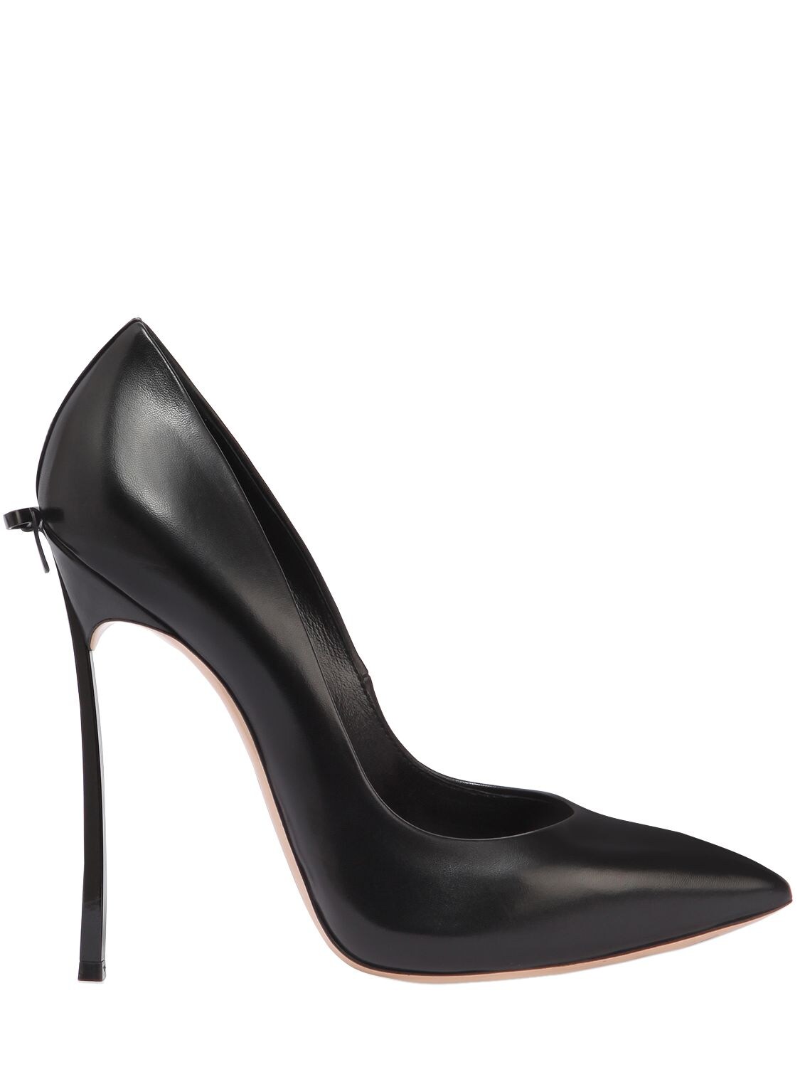 Casadei 120mm Blade Bow Leather Pumps In Black