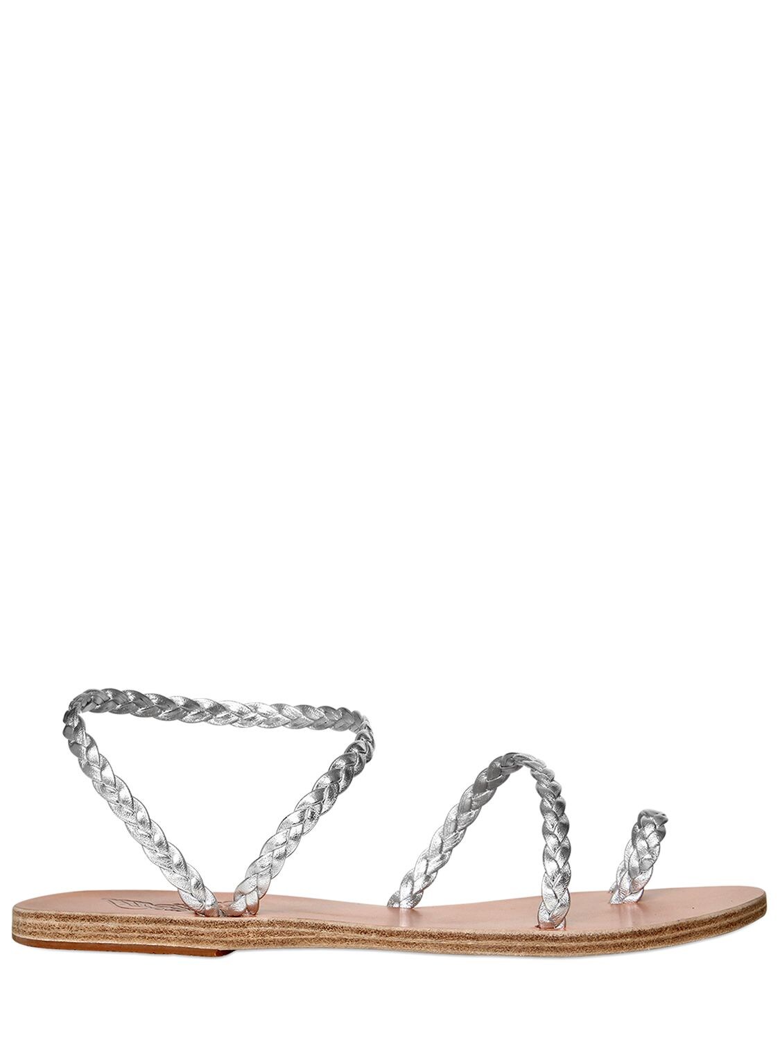 Ancient Greek Sandals 10mm Eleftheria Braided Leather Sandals In Silver ...