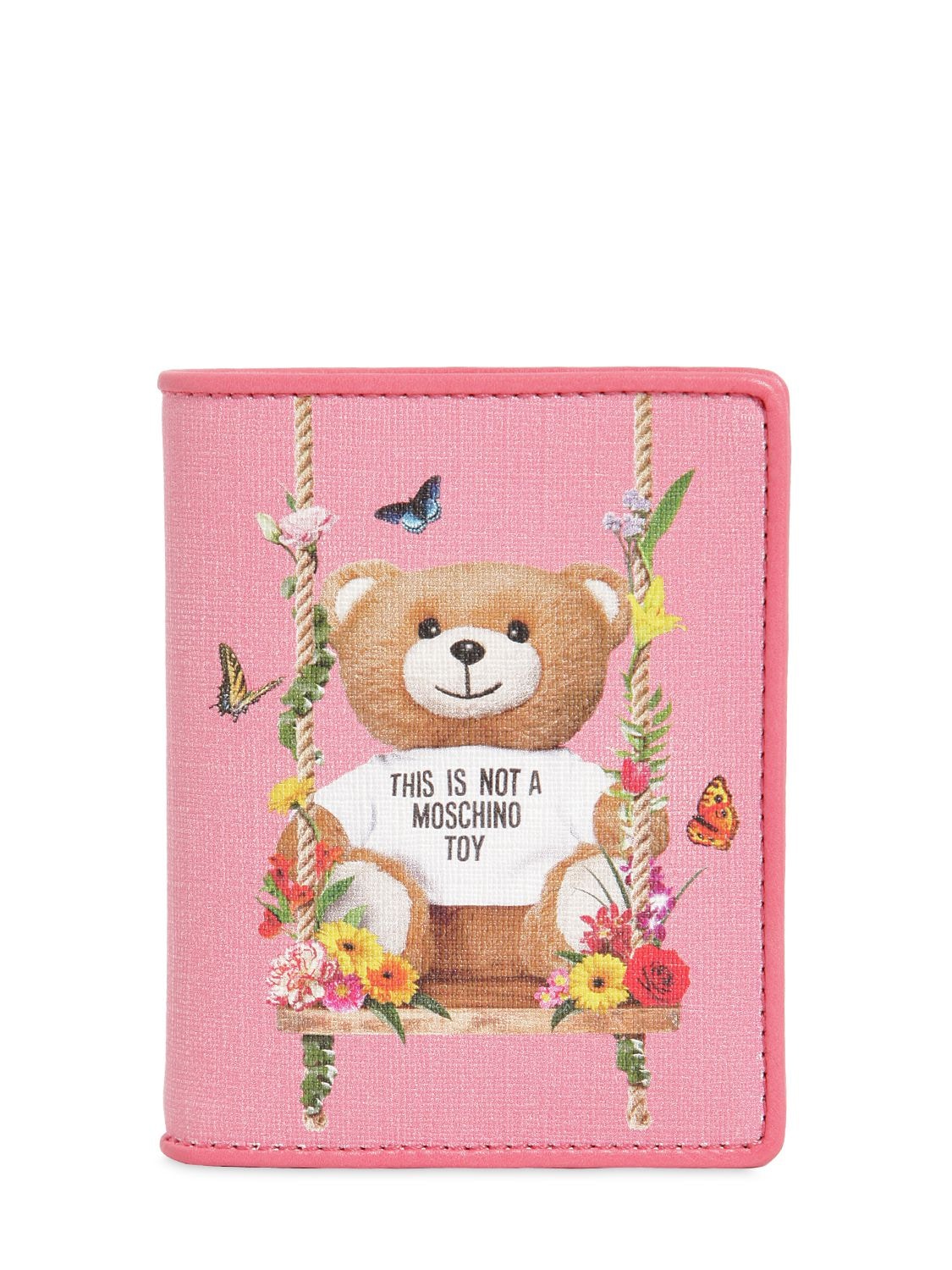 Moschino Teddy Printed Snap Wallet In Pink