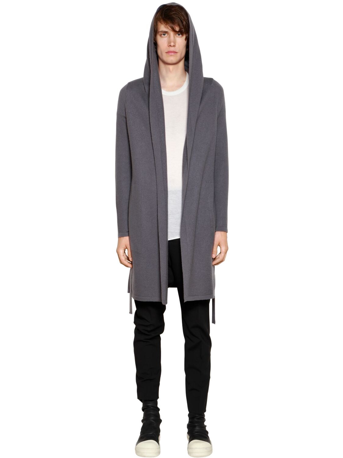 rick owens hooded cardigan