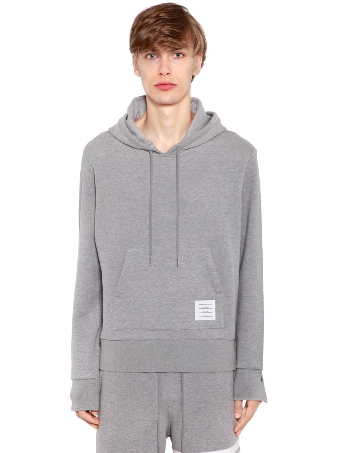 THOM BROWNE HOODED COTTON JERSEY SWEATSHIRT,67IATK001-MDU10