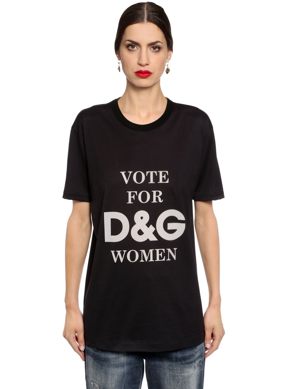 DOLCE & GABBANA D&G WOMEN PRINTED COTTON JERSEY T-SHIRT,67IB41003-UzkwMDA1
